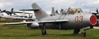 Самолёт УТИ МиГ-15 на открытой стоянке ЦМ ВВС